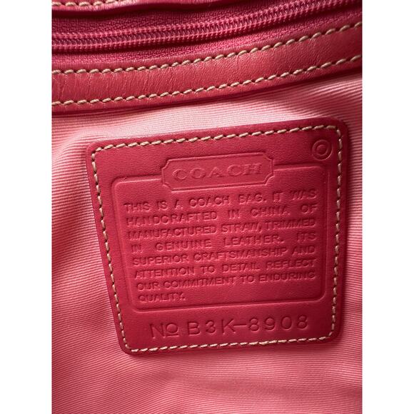 Coach Natural Straw and Patent Leather Bucket Tote 8908 - Picture 3 of 15